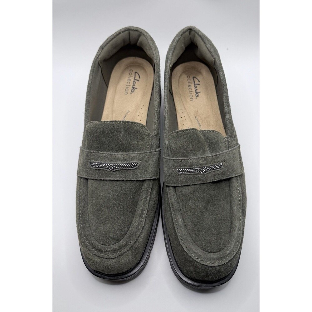 Clarks Women's Lauryl Step Round Toe Loafers - Dark Olive - US W11